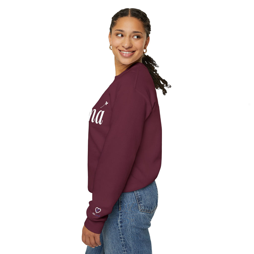 Personalized Nana Sweatshirt, Embroidered Nana Crewneck, Grandchild's Initial on Sleeve, White Thread, Grandma Christmas Gift