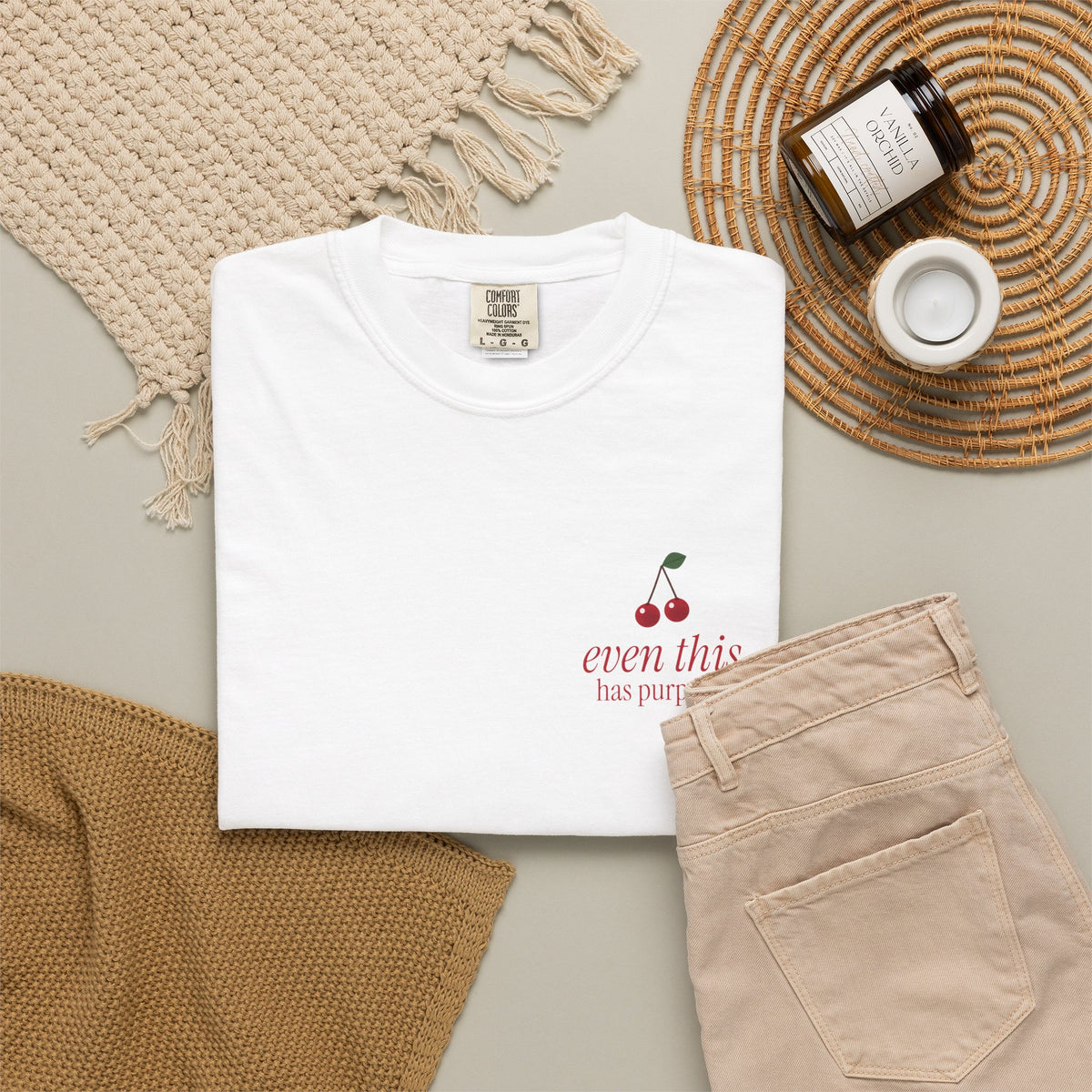 Cherry Fruit of the Spirit Shirt | Galatians 5:22-23 Christian T-Shirt for Women | Comfort Colors Front and Back Bible Verse Tee