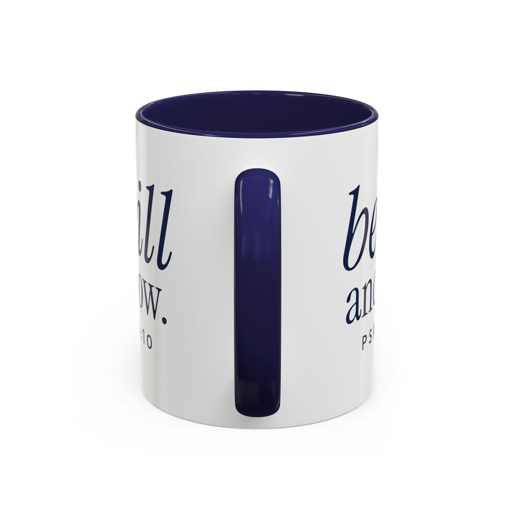 Be Still and Know Accent Mug | Psalm 46:10 Navy Christian Coffee Mug for Women | Faith Gift 11oz