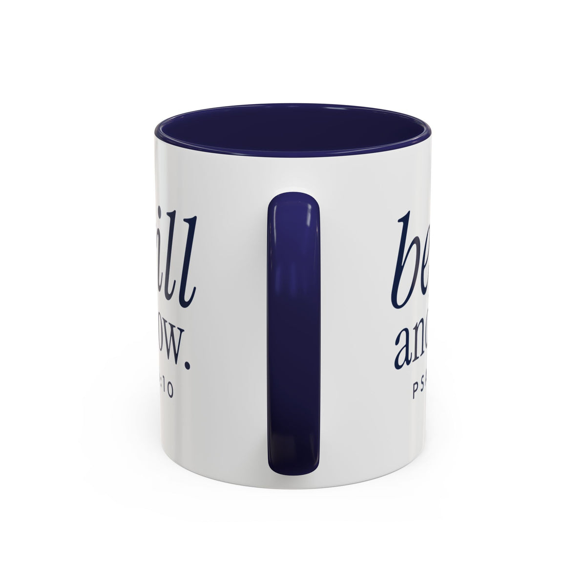 Be Still and Know Accent Mug | Psalm 46:10 Navy Christian Coffee Mug for Women | Faith Gift 11oz