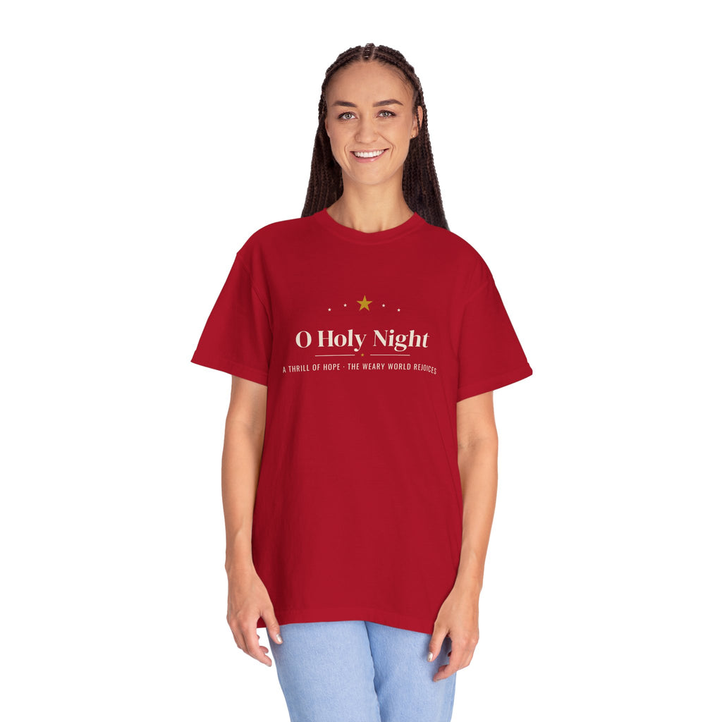 O Holy Night Shirt, Comfort Colors Christian Christmas Tee, Unisex Religious Christmas T-Shirt, Faith Holiday Gift, Christmas Hymn Shirt