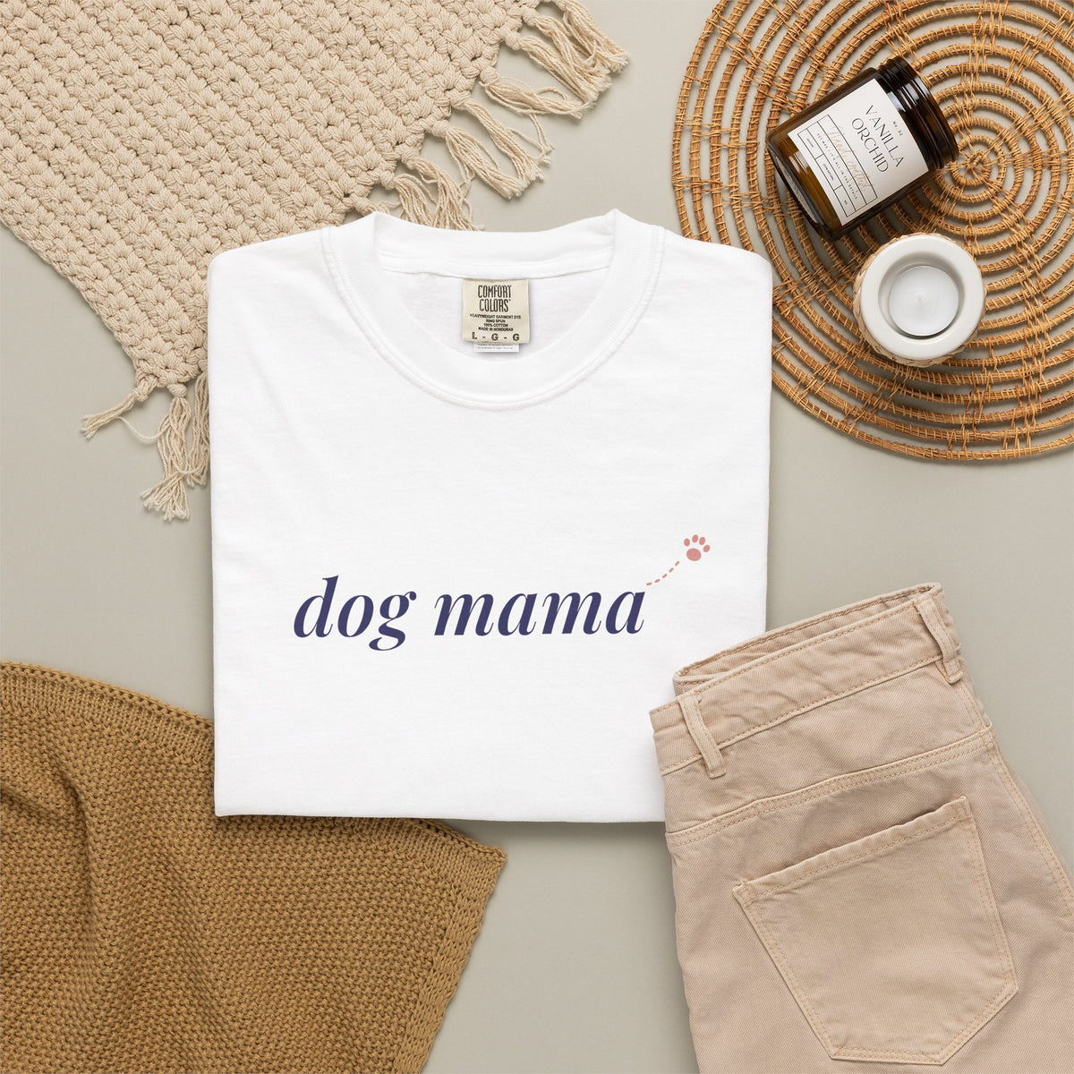Dog Mama Shirt, Comfort Colors Dog Mom Tee for Women, Cute Paw Print Dog Lover Gift, Minimalist Dog Mom T-Shirt, Fur Mama Shirt