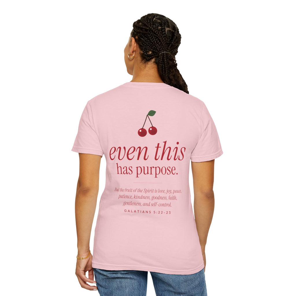 Cherry Fruit of the Spirit Shirt | Galatians 5:22-23 Christian T-Shirt for Women | Comfort Colors Front and Back Bible Verse Tee