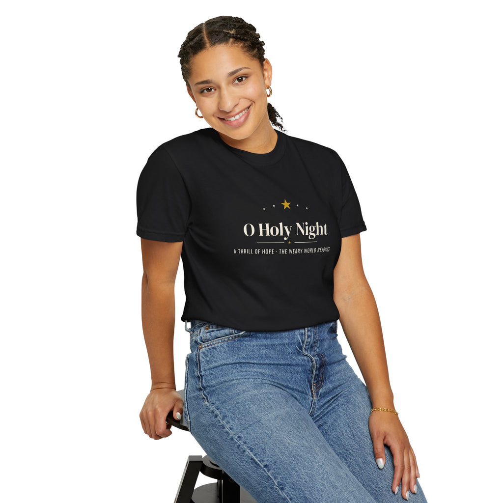 O Holy Night Shirt, Comfort Colors Christian Christmas Tee, Unisex Religious Christmas T-Shirt, Faith Holiday Gift, Christmas Hymn Shirt