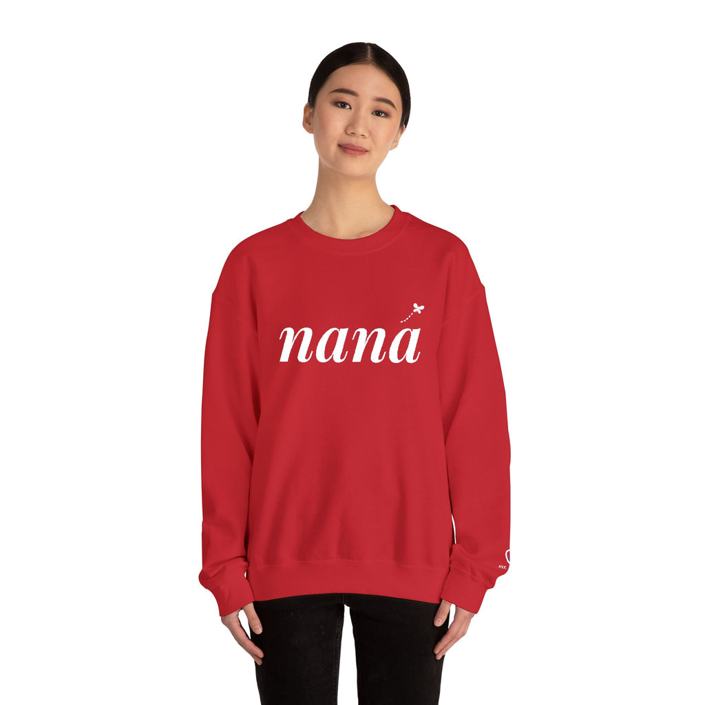 Personalized Nana Sweatshirt, Embroidered Nana Crewneck, Grandchild's Initial on Sleeve, White Thread, Grandma Christmas Gift
