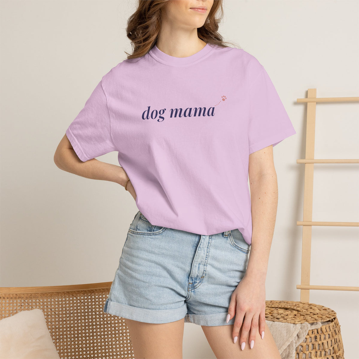 Dog Mama Shirt, Comfort Colors Dog Mom Tee for Women, Cute Paw Print Dog Lover Gift, Minimalist Dog Mom T-Shirt, Fur Mama Shirt