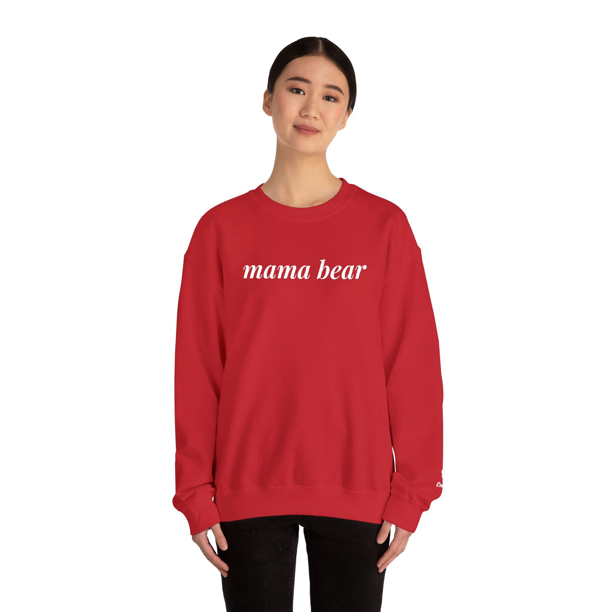 Mama Bear Sweatshirt, Embroidered Mama Bear Crewneck with Kids Names on Sleeve, Personalized Mom Gift, Custom Mama Sweatshirt