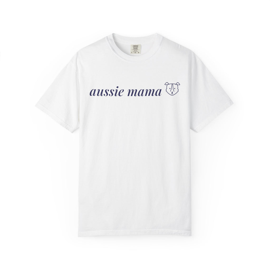Aussie Mama Shirt, Comfort Colors Australian Shepherd Mom Tee, Cute Aussie Dog Face Line Art Gift, Minimalist Dog Mom T-Shirt