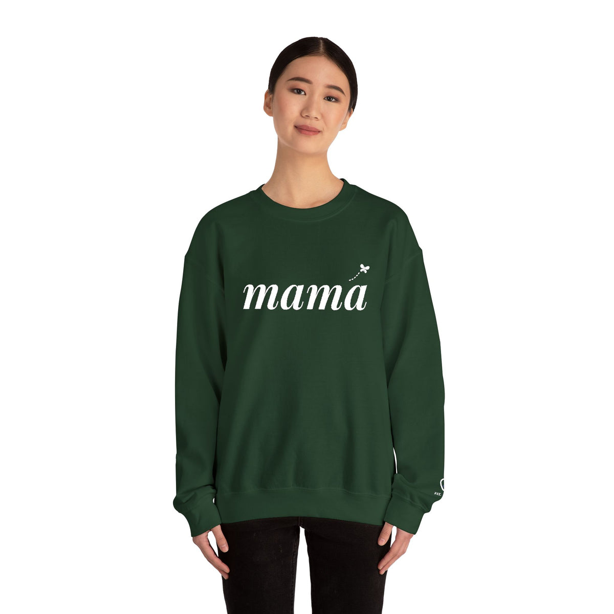 Personalized Mama Sweatshirt, Embroidered Mama Crewneck, Child's Initial on Sleeve, White Thread, Mom Christmas Gift, New Mom Gift