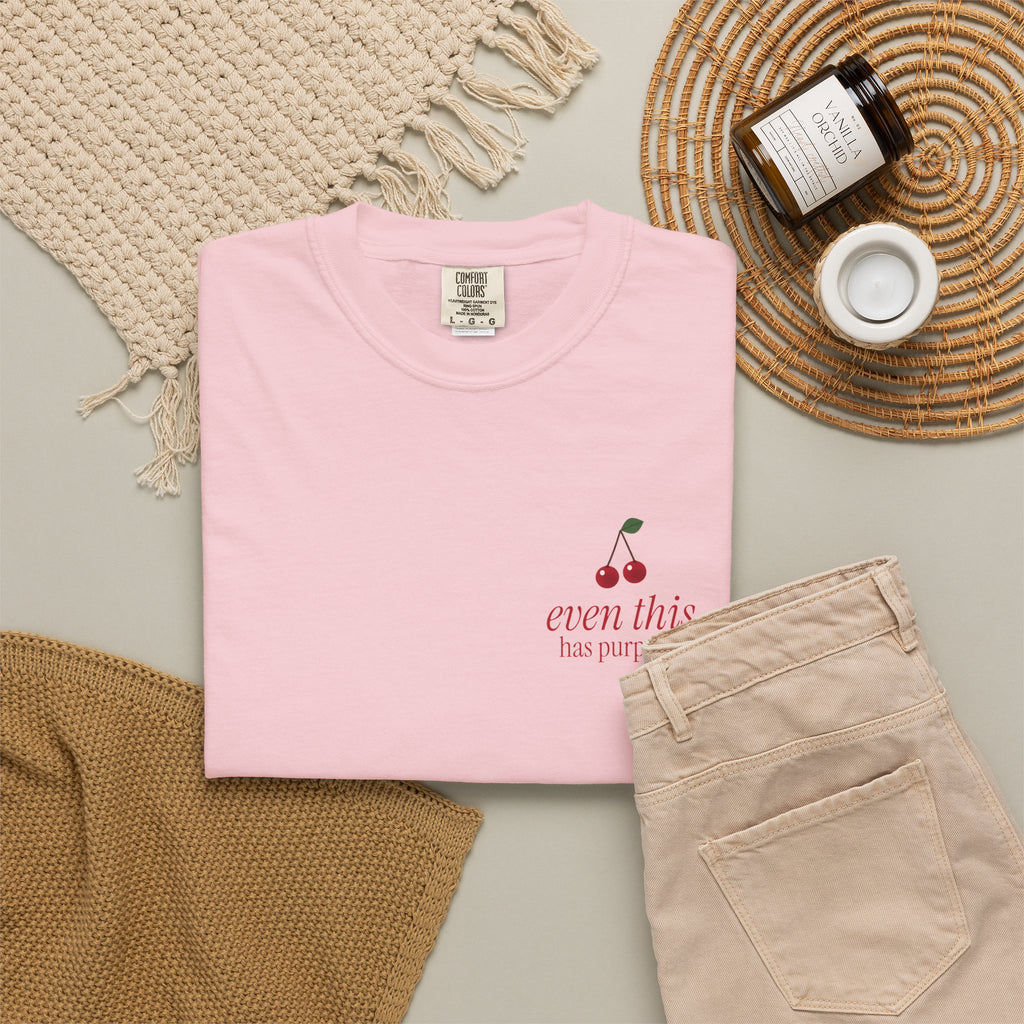 Cherry Fruit of the Spirit Shirt | Galatians 5:22-23 Christian T-Shirt for Women | Comfort Colors Front and Back Bible Verse Tee