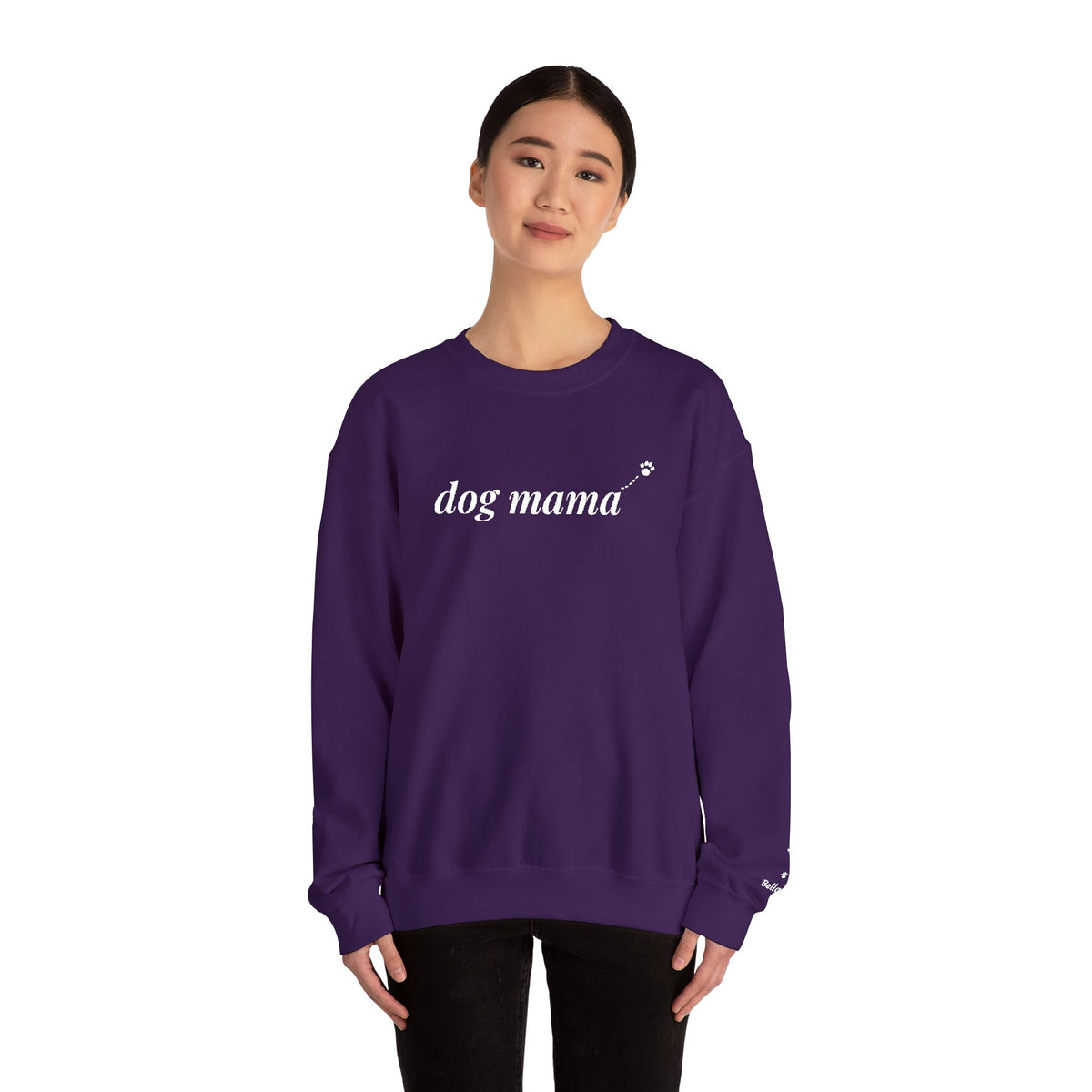 Dog Mama Sweatshirt, Personalized Dog Name on Sleeve, Embroidered Dog Mom Crewneck, Custom Pet Name Gift, Dog Lover Christmas Gift