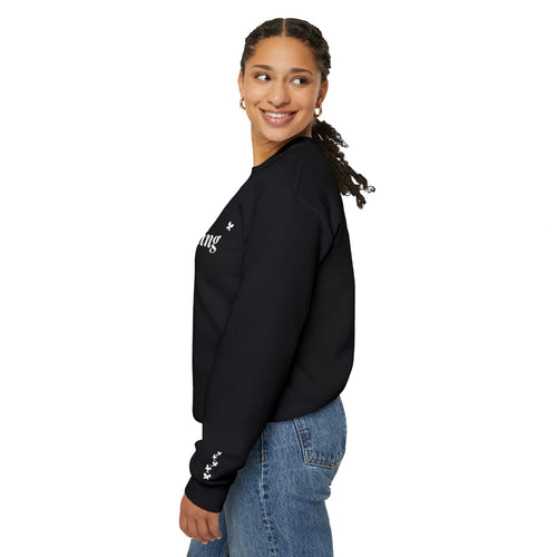 Becoming embroidered Christian sweatshirt with butterfly sleeve