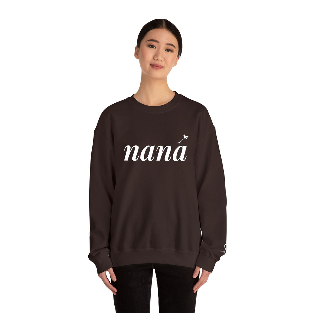 Personalized Nana Sweatshirt, Embroidered Nana Crewneck, Grandchild's Initial on Sleeve, White Thread, Grandma Christmas Gift