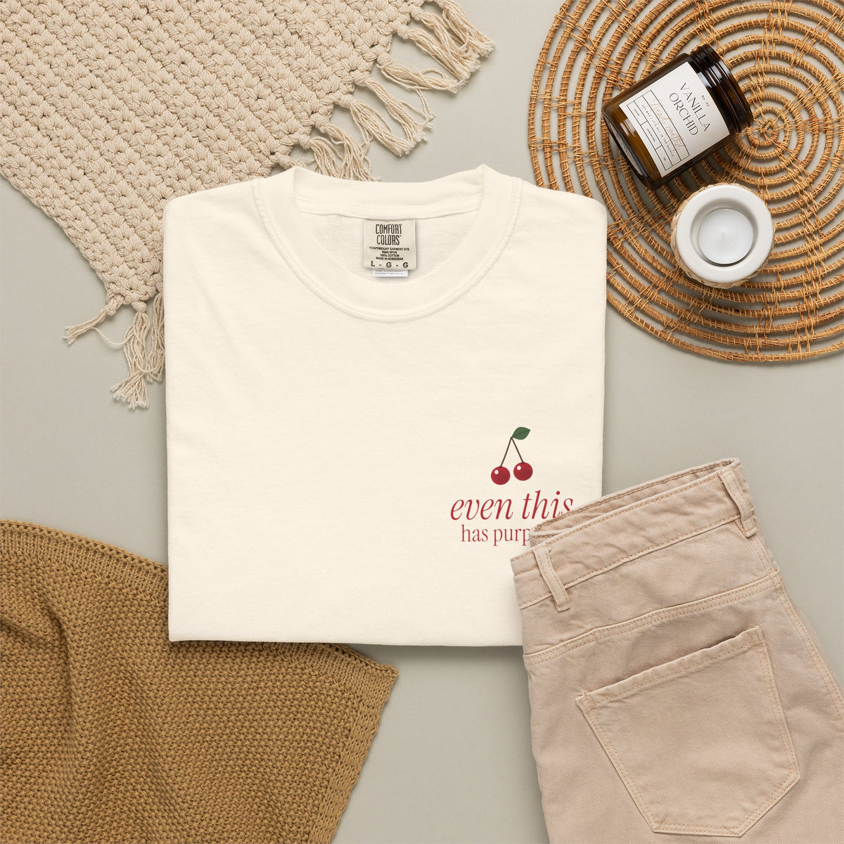 Cherry Fruit of the Spirit Shirt | Galatians 5:22-23 Christian T-Shirt for Women | Comfort Colors Front and Back Bible Verse Tee
