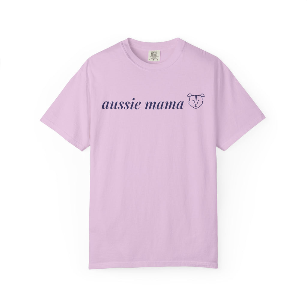 Aussie Mama Shirt, Comfort Colors Australian Shepherd Mom Tee, Cute Aussie Dog Face Line Art Gift, Minimalist Dog Mom T-Shirt