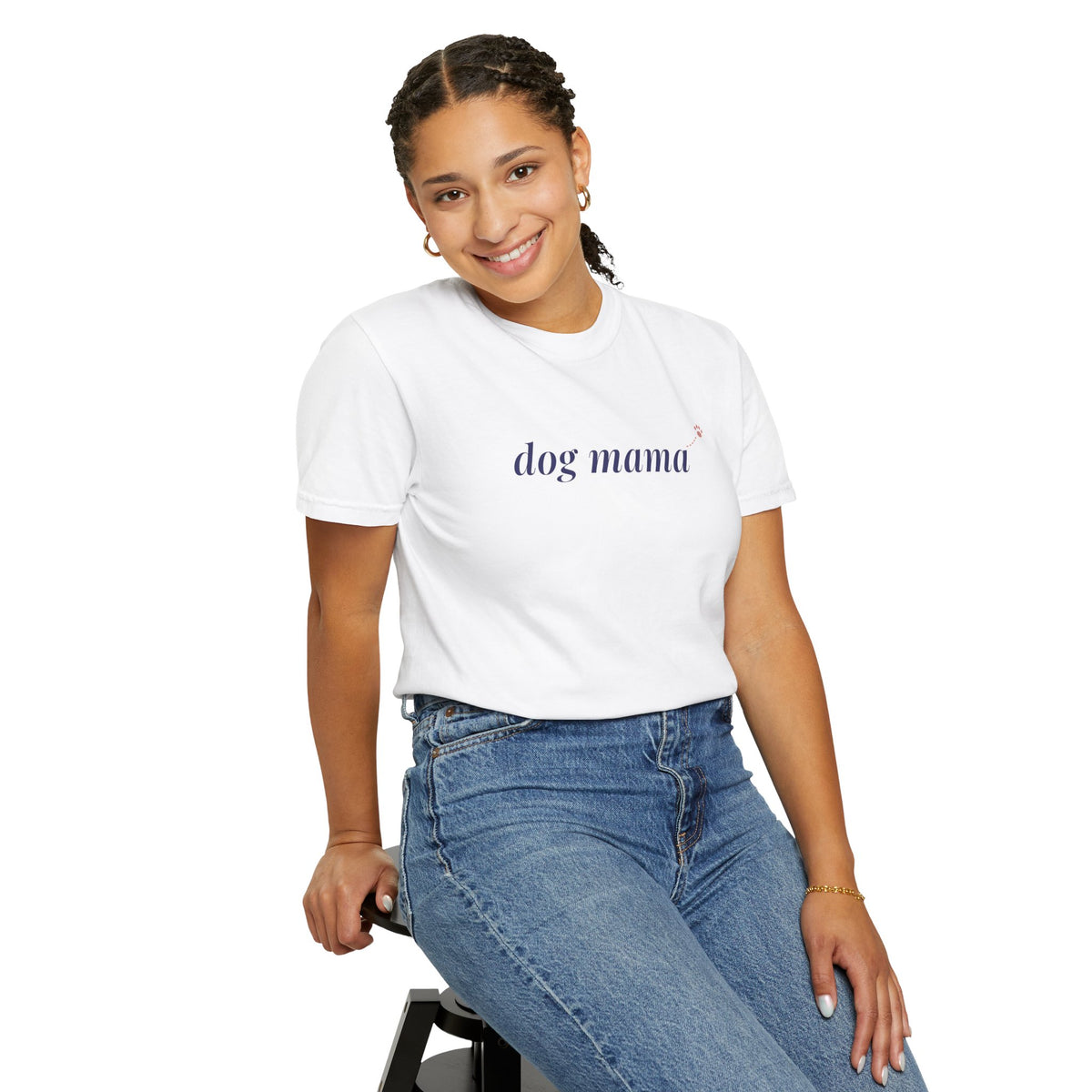 Dog Mama Shirt, Comfort Colors Dog Mom Tee for Women, Cute Paw Print Dog Lover Gift, Minimalist Dog Mom T-Shirt, Fur Mama Shirt
