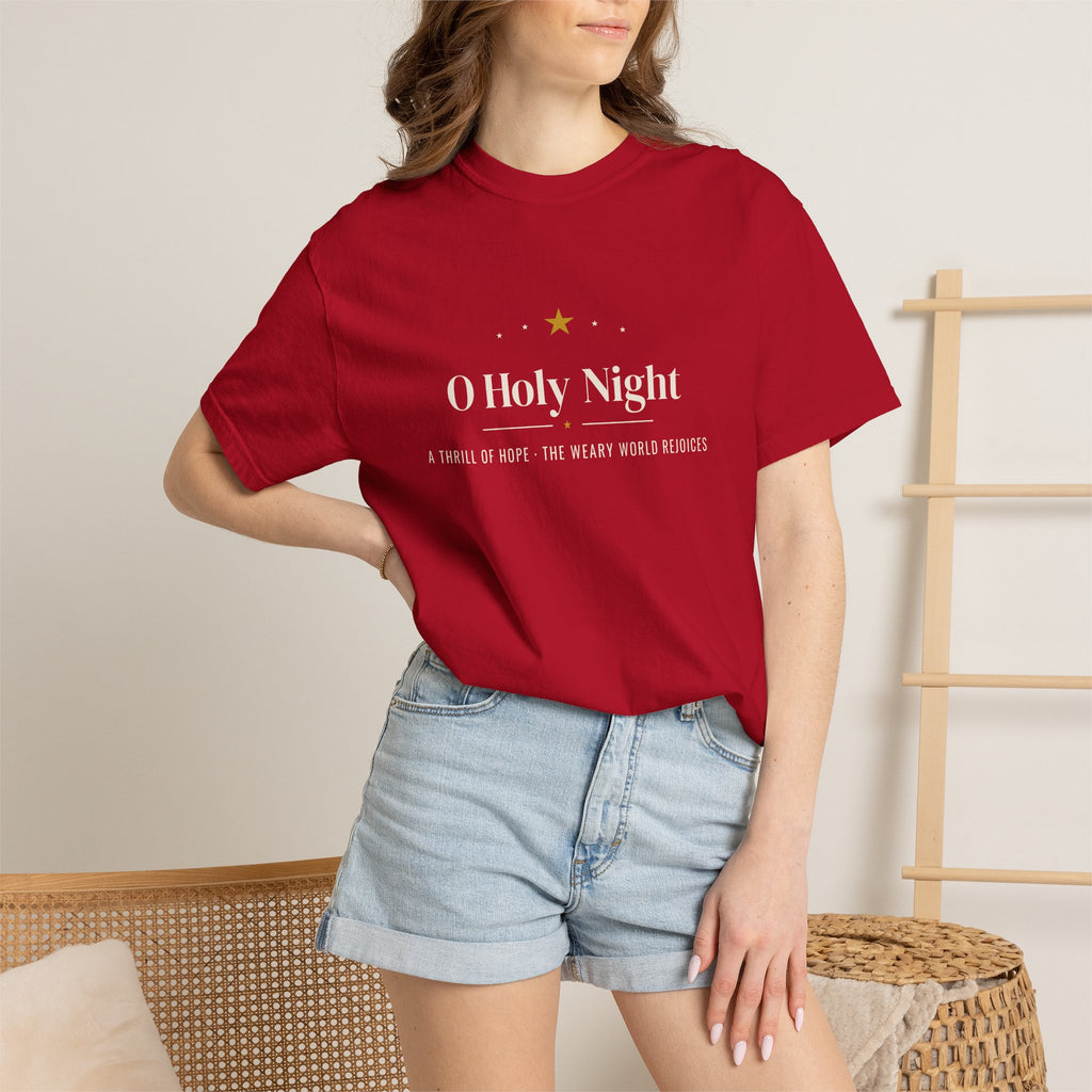 O Holy Night Shirt, Comfort Colors Christian Christmas Tee, Unisex Religious Christmas T-Shirt, Faith Holiday Gift, Christmas Hymn Shirt