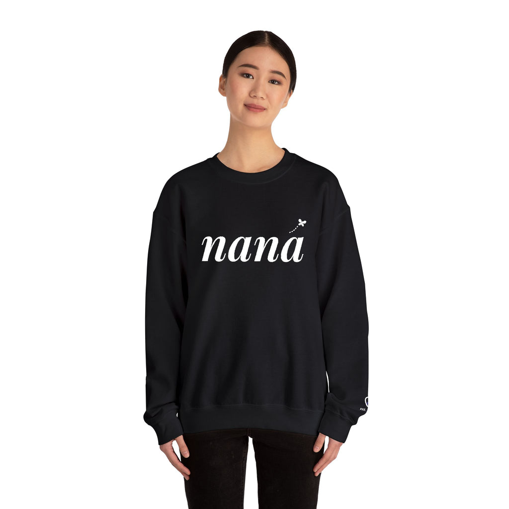 Personalized Nana Sweatshirt, Embroidered Nana Crewneck, Grandchild's Initial on Sleeve, White Thread, Grandma Christmas Gift