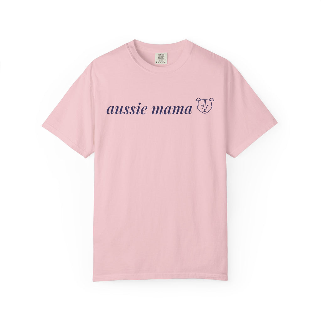 Aussie Mama Shirt, Comfort Colors Australian Shepherd Mom Tee, Cute Aussie Dog Face Line Art Gift, Minimalist Dog Mom T-Shirt