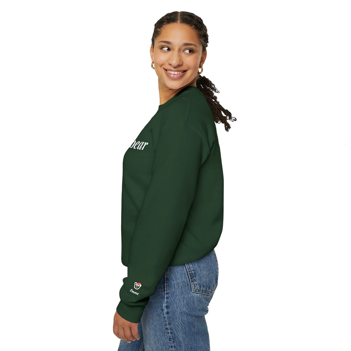 Christmas Mama Bear embroidered sweatshirt with Santa hat and kids names