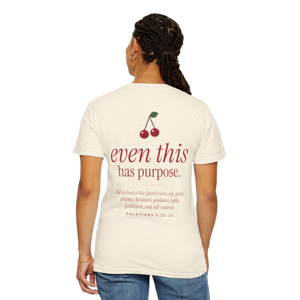 Cherry Fruit of the Spirit Shirt | Galatians 5:22-23 Christian T-Shirt for Women | Comfort Colors Front and Back Bible Verse Tee