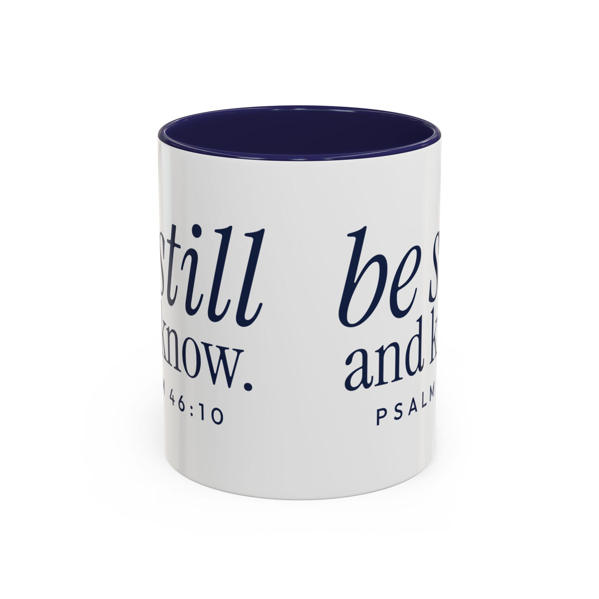Be Still and Know Accent Mug | Psalm 46:10 Navy Christian Coffee Mug for Women | Faith Gift 11oz